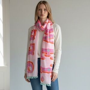 Kate Spade New York Tassel Oblong Scarf Sweet Valentine Pink $138 New